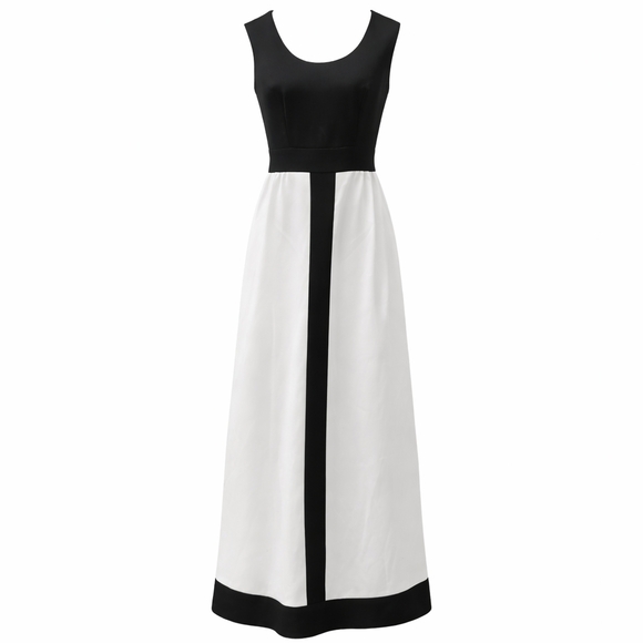 Alison Ayre Originals Black White Colorblock Maxi Dress Size 12 Formal Gown - Picture 2 of 10